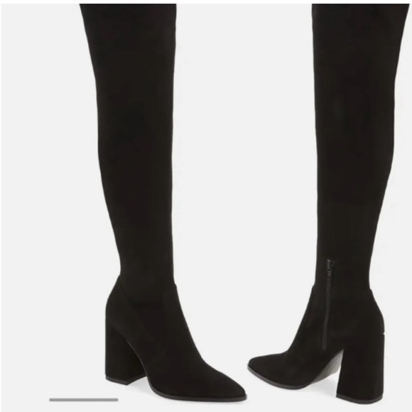Steve Madden Women’s Faux Suede Pointed Toe Over-The-Knee Black Boots Size 7 - Picture 4 of 17